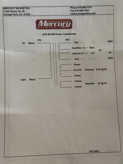 Mercury Magnetics APD-8016M Power Transformer Amp Parts Direct, Classictone , Hammond, Tube Depot Heyboer Transformers Blackfront Deluxe Power Transformer Mercury Magnetics APD-8016M Power Transformer Amp Parts Direct, Classictone , Hammond, Tube Depot Heyboer Transformers Blackfront Deluxe Power Transformer