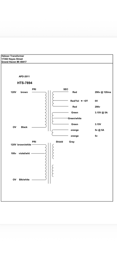 Matchless 15 Power Transformer 120V - APD-2011H