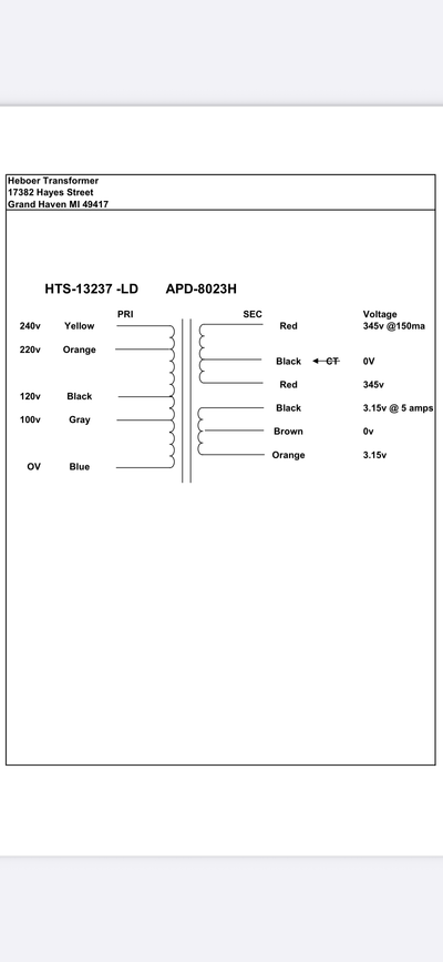 Marshall Style 50W Power Transformer - APD-8023H