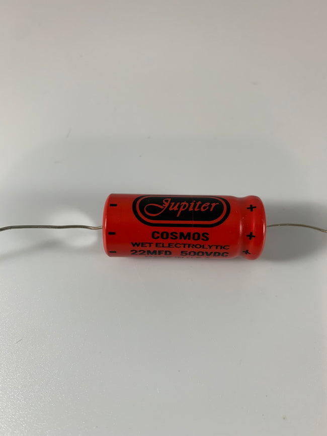 Jupiter Condenser 22uF @ 500VDC Cosmos Electrolytic Axial Capacitor New used in audio amplifier, guitar amplifier and Pro Audio application, Jupiter Condenser 22uF @ 500VDC Cosmos Electrolytic Axial Capacitor New used in audio amplifier, guitar amplifier and Pro Audio application,