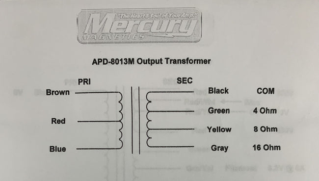 Blackfront Twin 100W Output Transformer - 4/8/16 APD-8013M by Mercury Magnetics (Upgrade of 40-18013)