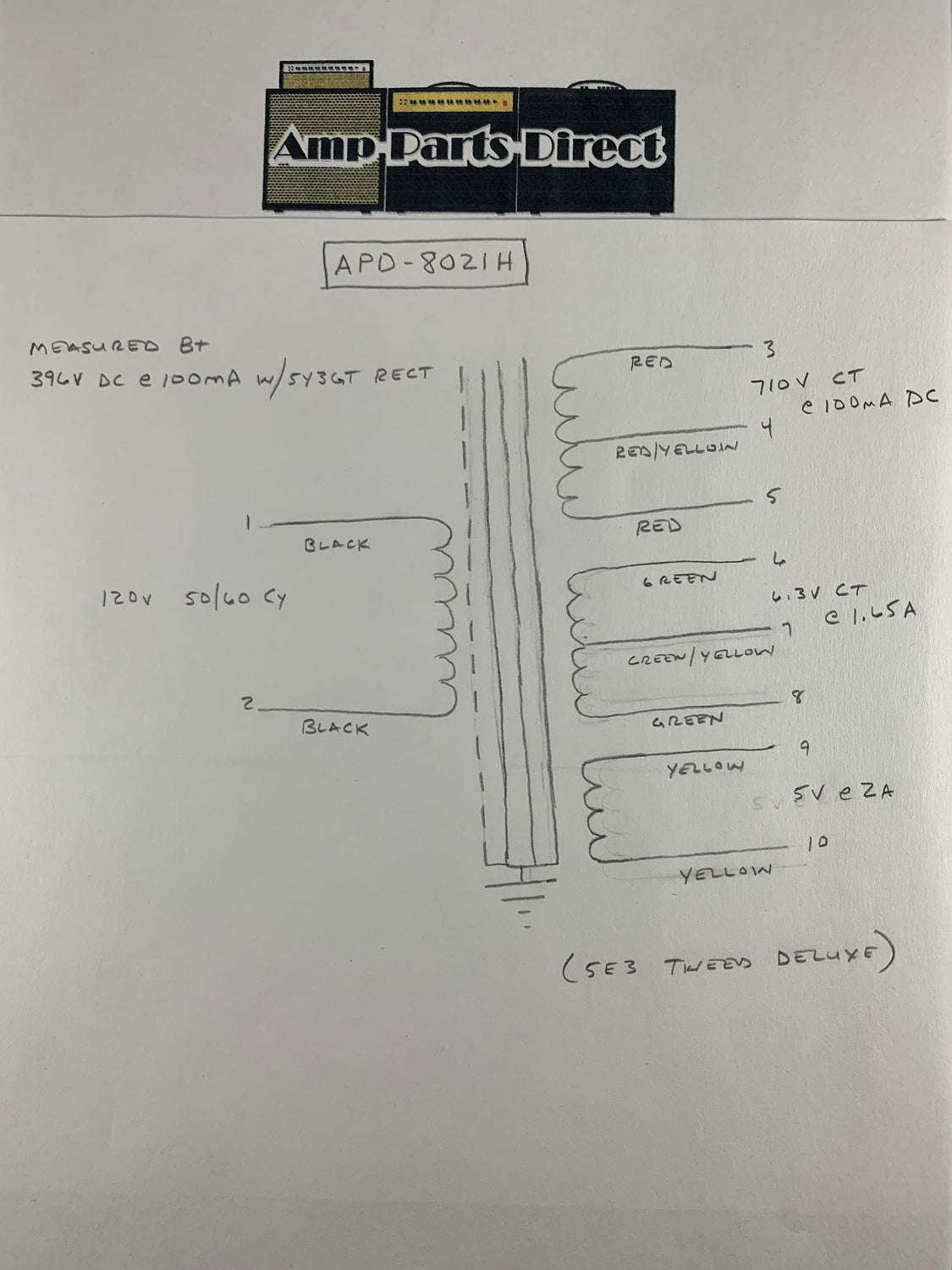 Fender 5E3 Style Power Transformer APD8021H Amp Parts Direct