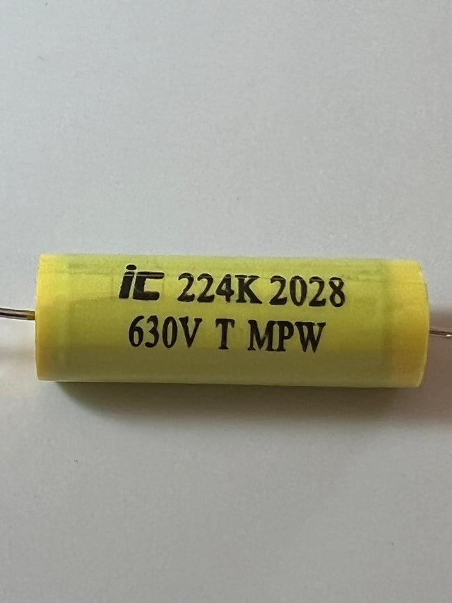 Capacitor - Polypropylene, Axial Leads - Illinois Capacitor Capacitor - Polypropylene, Axial Leads - Illinois Capacitor Capacitor - Polypropylene, Axial Leads - Illinois Capacitor .22uF @ 630VDC Classictone