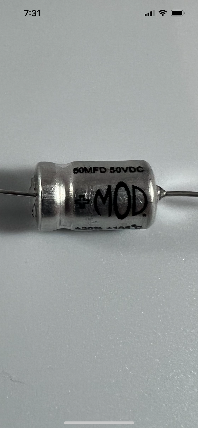 Capacitor - MOD Electronics - Aluminum Electrolytic 50uF @ 50V 105C Axial Lead - Capacitor