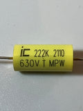 Capacitor - Polypropylene, Axial Leads - Illinois Capacitor Capacitor - Polypropylene, Axial Leads - Illinois Capacitor Capacitor - Polypropylene, Axial Leads - Illinois Capacitor .0022uF @ 630VDC Classictone